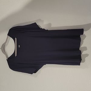 Navy blouse with elastic shoulder detail